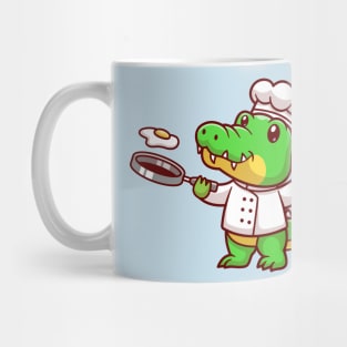 Cute Crocodile Chef Cooking Egg Cartoon Mug